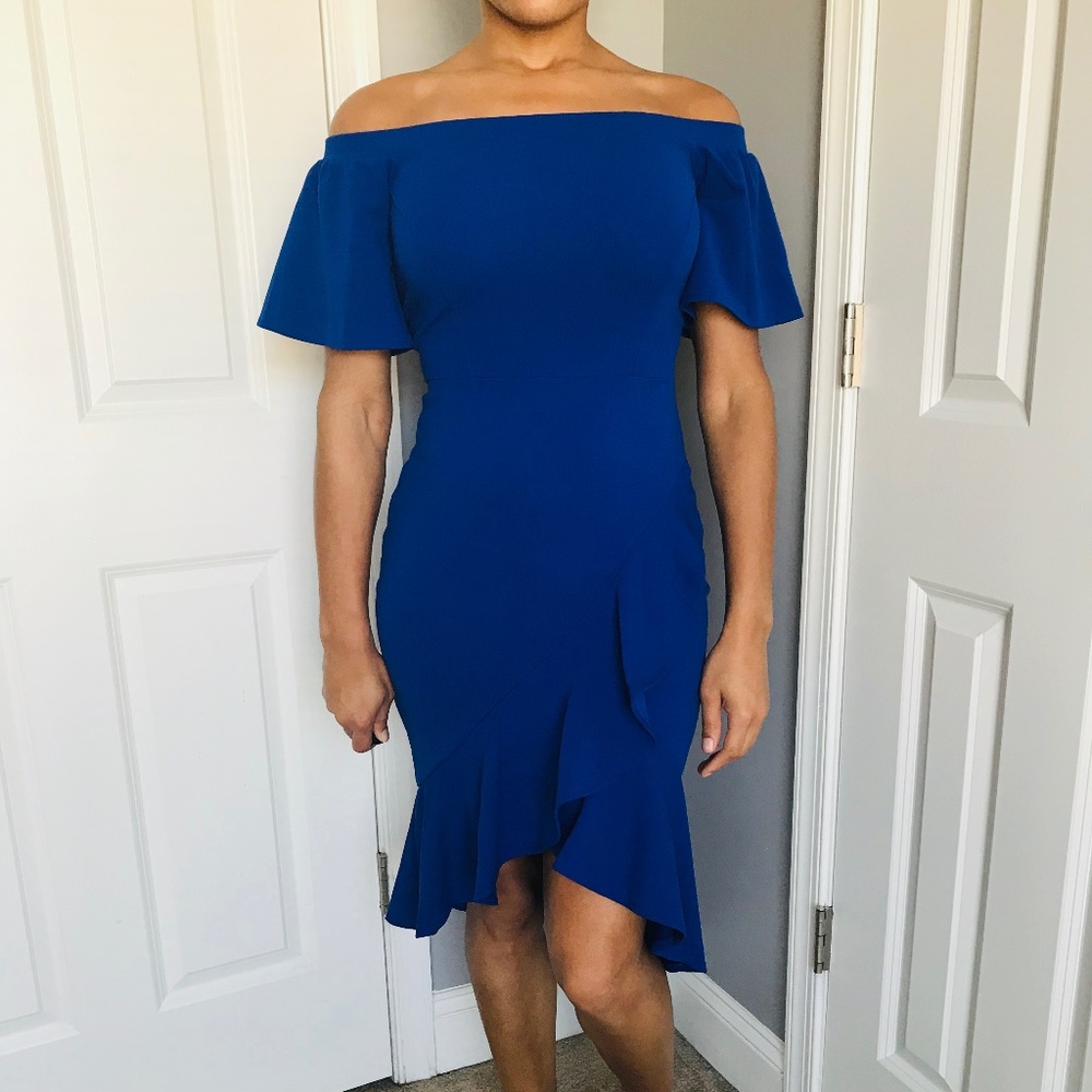 Royal Blue Ruffle Cocktail Dress